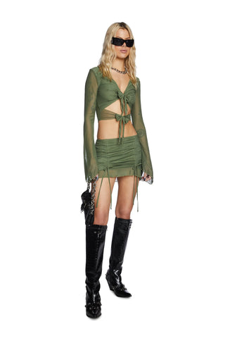 Indigo Tie Front Crop Top