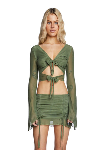 Indigo Tie Front Crop Top