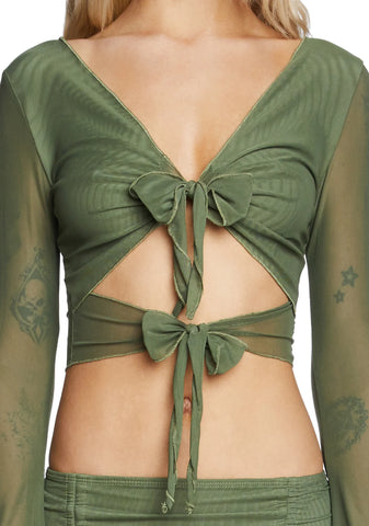 Indigo Tie Front Crop Top