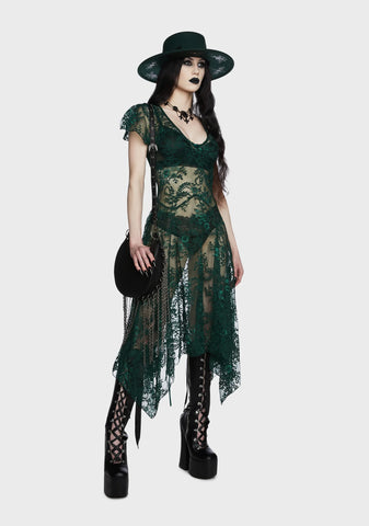 Dearly Departed Lace Dress - Emerald