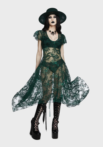 Dearly Departed Lace Dress - Emerald