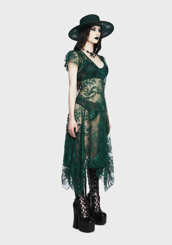 Dearly Departed Lace Dress - Emerald