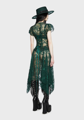 Dearly Departed Lace Dress - Emerald