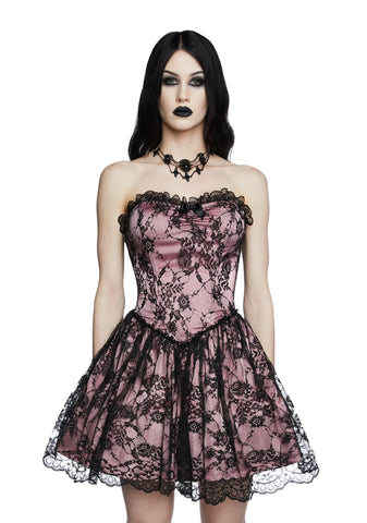 Take Caution Lace Mini Dress - Mauve