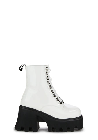 Run To You Platform Ankle Boots - White