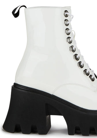 Run To You Platform Ankle Boots - White