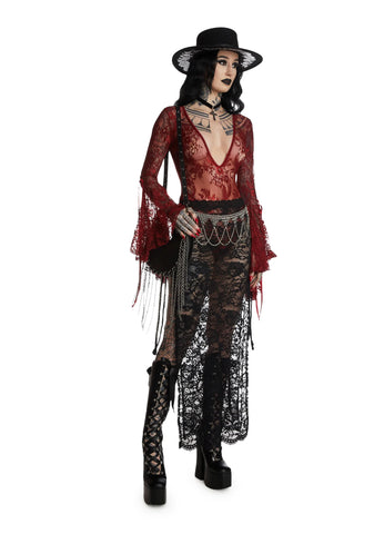 Source Of Magic Lace Bodysuit - Red