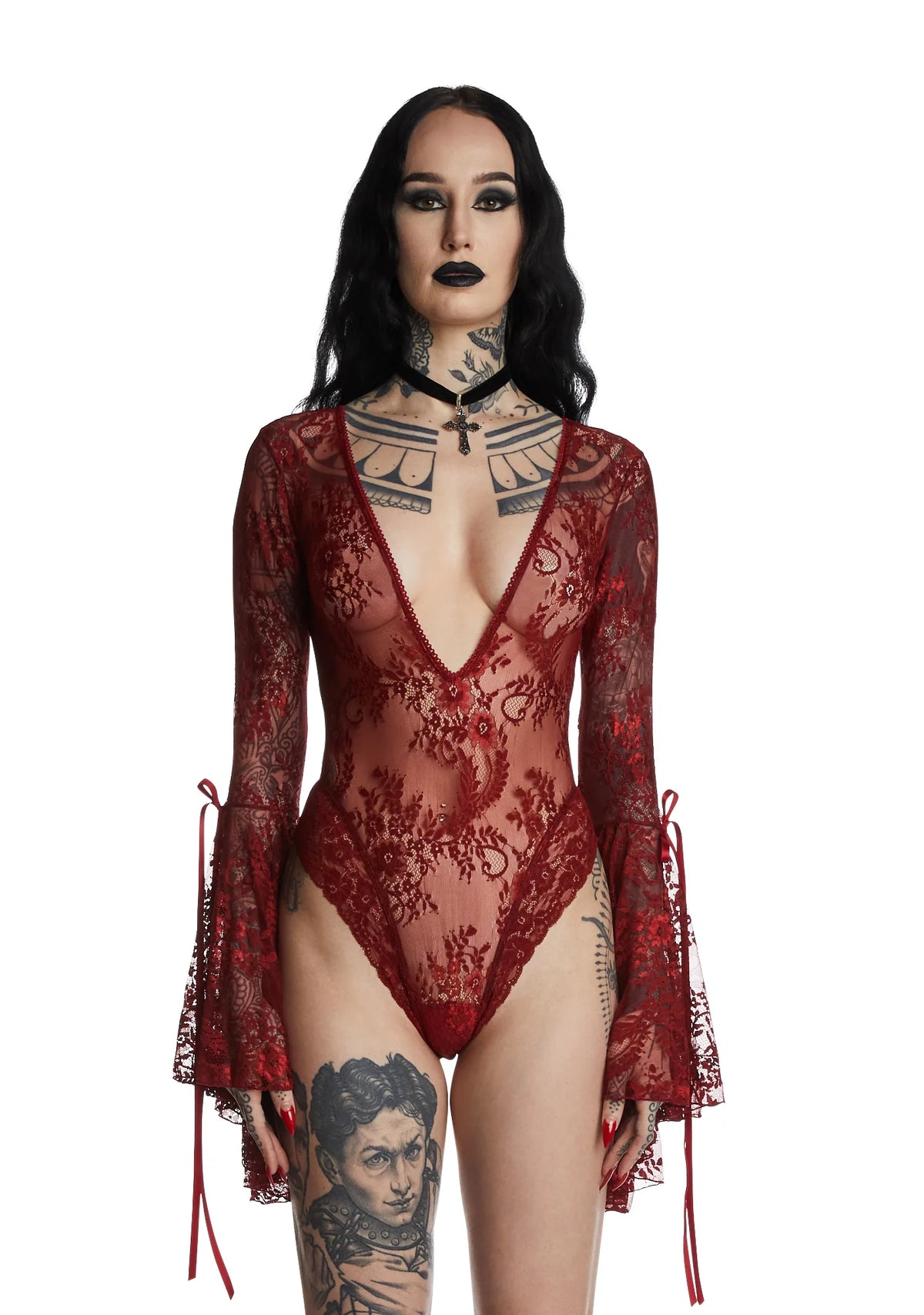 Source Of Magic Lace Bodysuit - Red