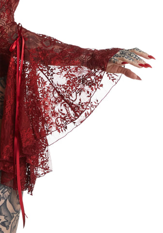 Source Of Magic Lace Bodysuit - Red