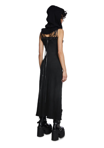 Modulation Black Hooded Maxi Dress