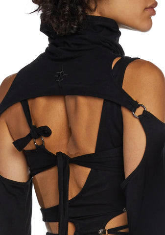 Replay Cut Out Lace Up Dress Set - Black