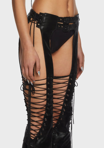 Compression Lace Up Chaps - Black