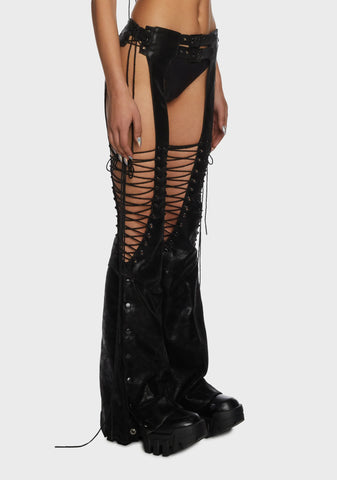 Compression Lace Up Chaps - Black