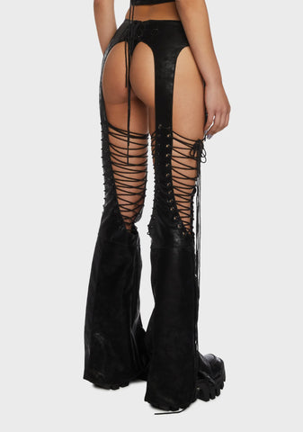 Compression Lace Up Chaps - Black