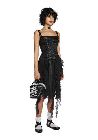 Life's No Fairytale Midi Dress- Black