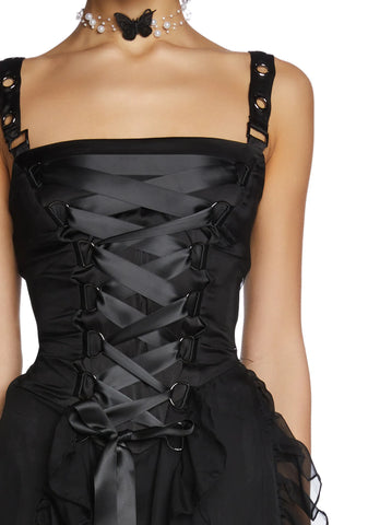 Life's No Fairytale Midi Dress- Black