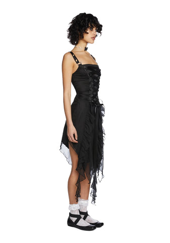 Life's No Fairytale Midi Dress- Black