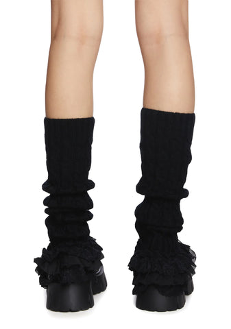 Simple Wonders Knit Leg Warmers - Black