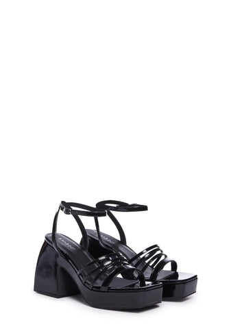 Chic Confidence Block Heels - Black