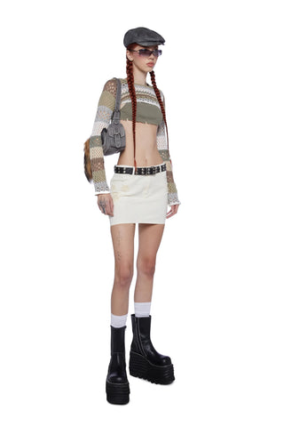 Knitted Cropped Shrug - Striped