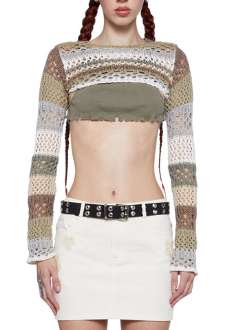 Knitted Cropped Shrug - Striped