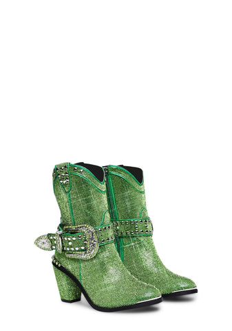 Sheriff Shine Cowboy Boots - Lime