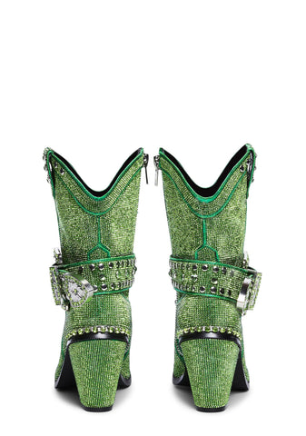 Sheriff Shine Cowboy Boots - Lime