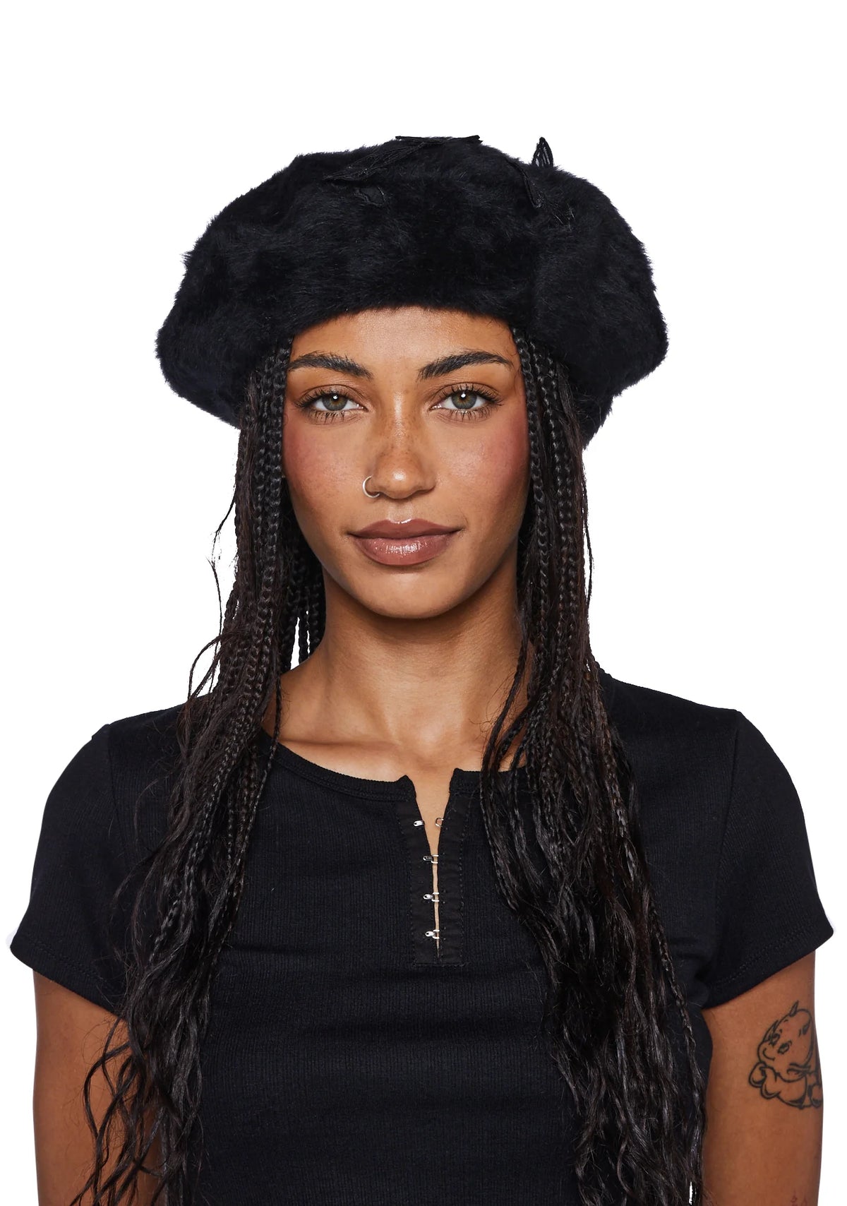 Feeling Fuzzy Butterfly Beret - Black