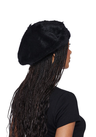 Feeling Fuzzy Butterfly Beret - Black