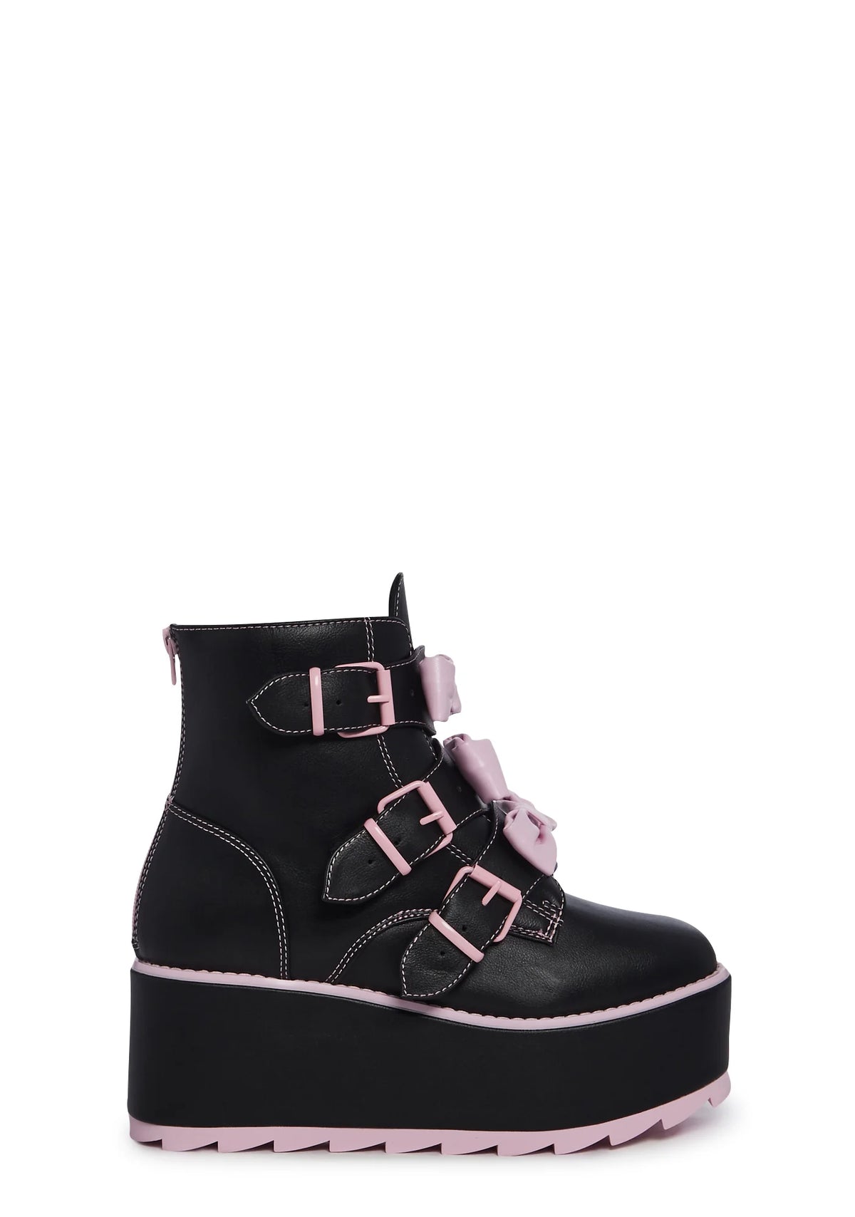 Halo Bow Ankle Boots - Black/Pink