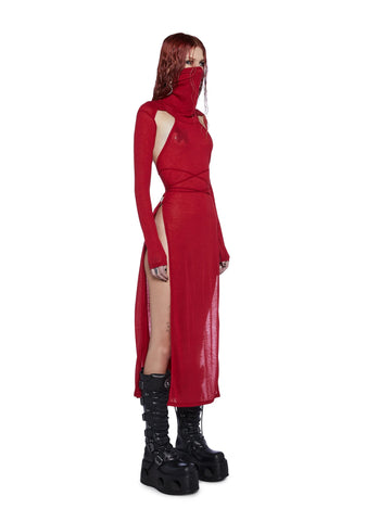 Modulation Sheer High Slit Maxi Dress