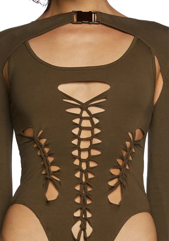 While I'm Young Bodysuit And Shrug Set - Olive