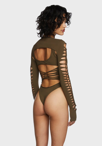 While I'm Young Bodysuit And Shrug Set - Olive
