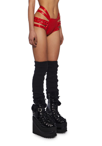 Rude Awakening Lace-Up Shorts - Ruby