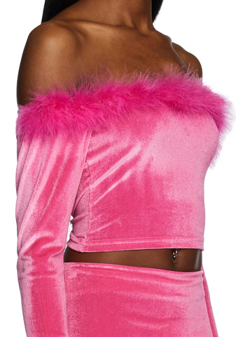 Filthy Femme Velvet Crop Top - Pink