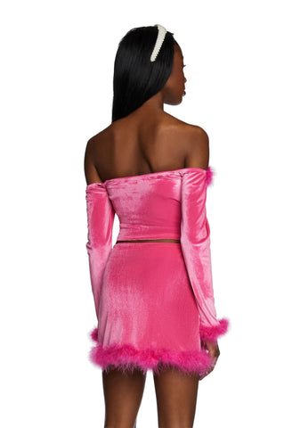 Filthy Femme Velvet Crop Top - Pink