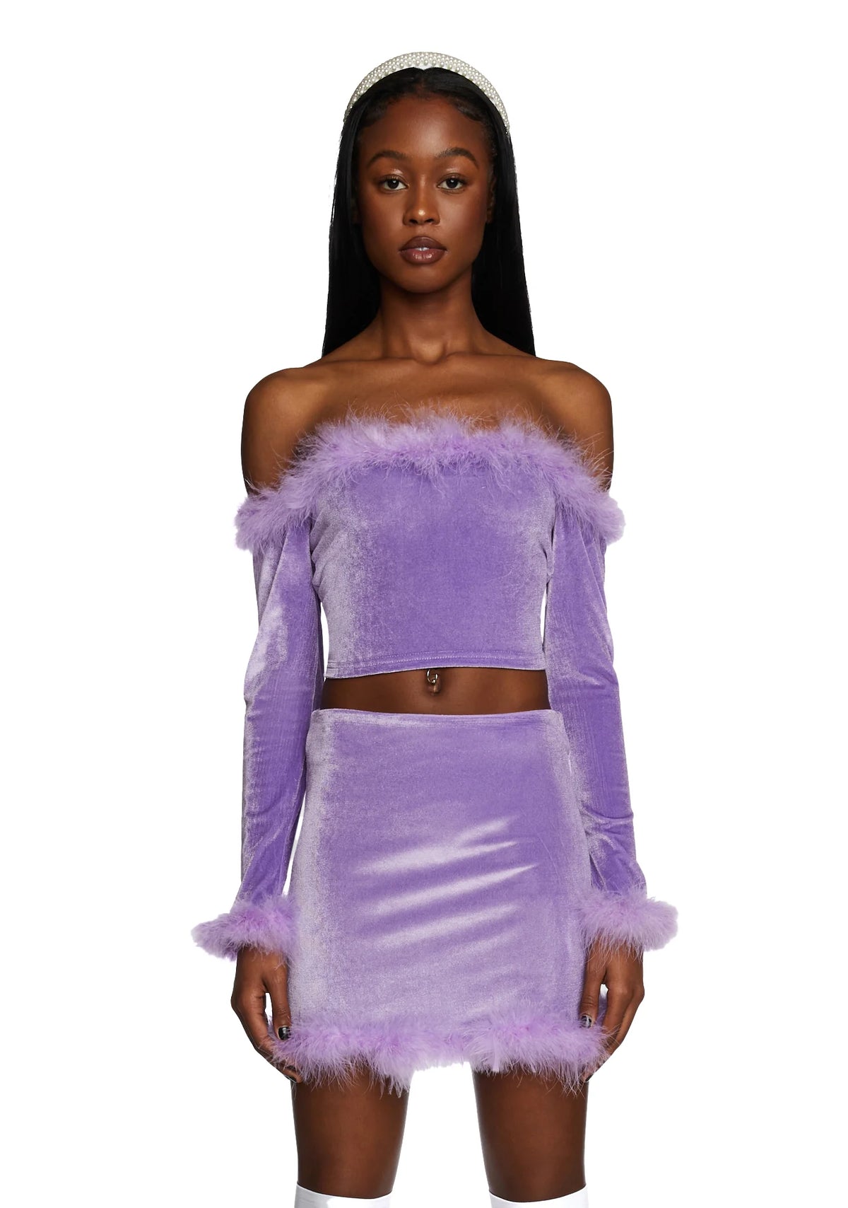 Filthy Femme Velvet Crop Top - Purple