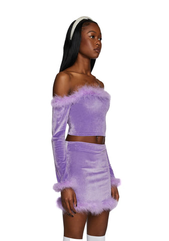 Filthy Femme Velvet Crop Top - Purple