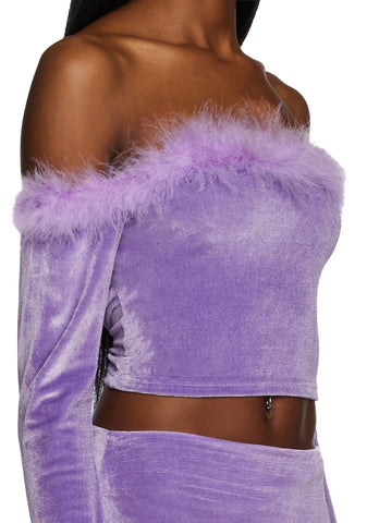 Filthy Femme Velvet Crop Top - Purple