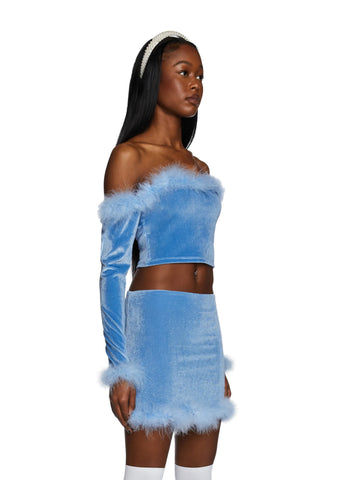 Filthy Femme Velvet Crop Top - Blue