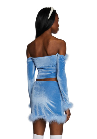 Filthy Femme Velvet Crop Top - Blue