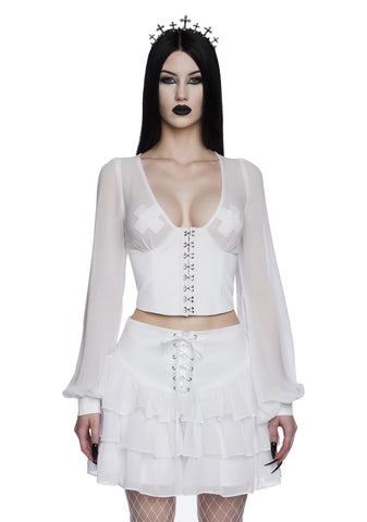 Pleasing Terrors Chiffon Blouse - White