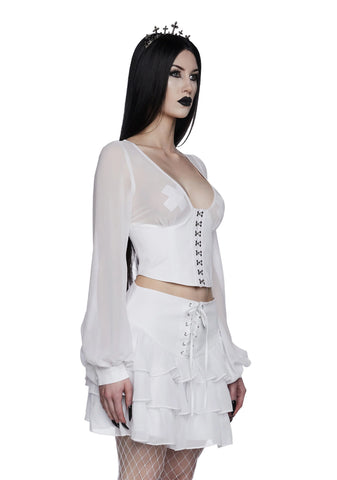 Pleasing Terrors Chiffon Blouse - White