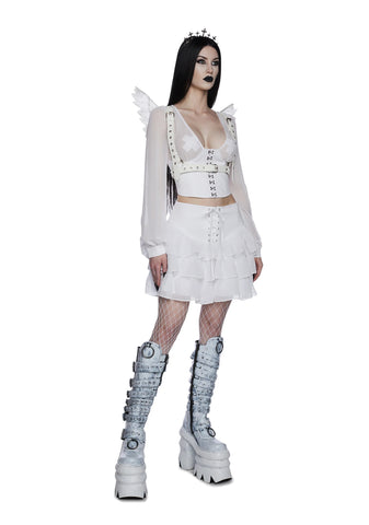 Pleasing Terrors Chiffon Blouse - White