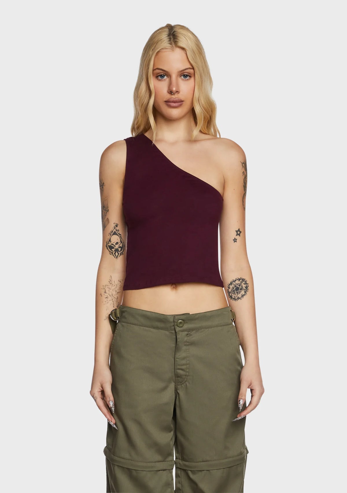 Bay One Shoulder Top - Dark Red