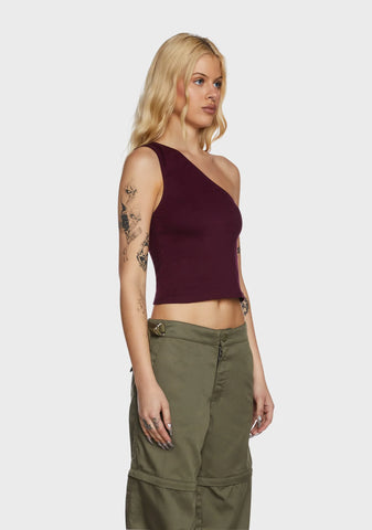 Bay One Shoulder Top - Dark Red