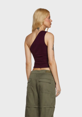 Bay One Shoulder Top - Dark Red