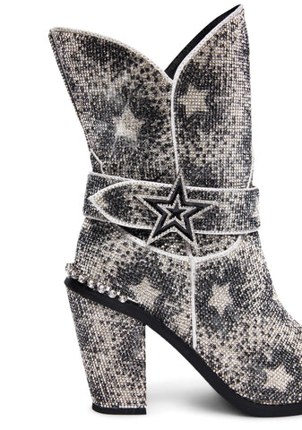 Starry Sheriff Shine Cowboy Boots - Silver