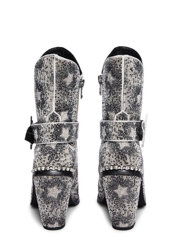 Starry Sheriff Shine Cowboy Boots - Silver