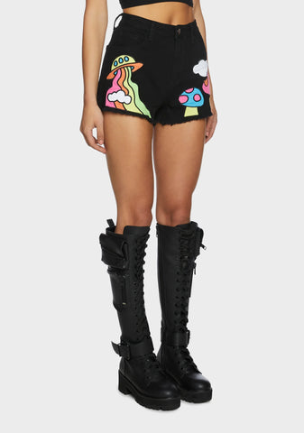 Cosmic Scene Applique Shorts
